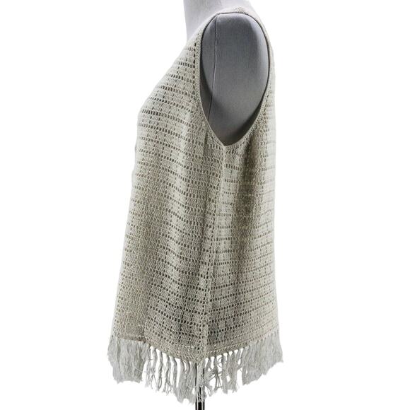 Joie Women's Ivory Analia Sleeveless Crochet Knit Frayed Tank Large NEW $298 - Picture 4 of 8